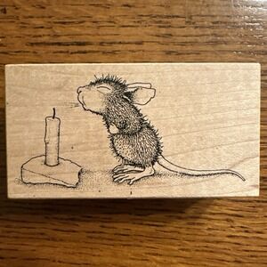 House Mouse Amanda Blows Candle 1997 Rubber Stamp #106 Stampa Rosa